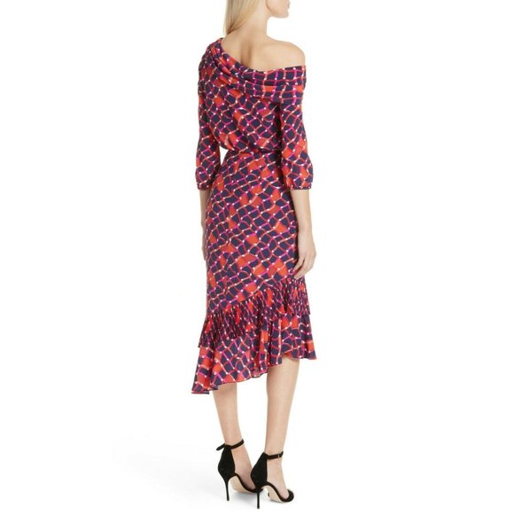 Saloni NWT Off The Shoulder Silk Ruffle Asymmetrical Lexie Dress 2 - Picture 6 of 8